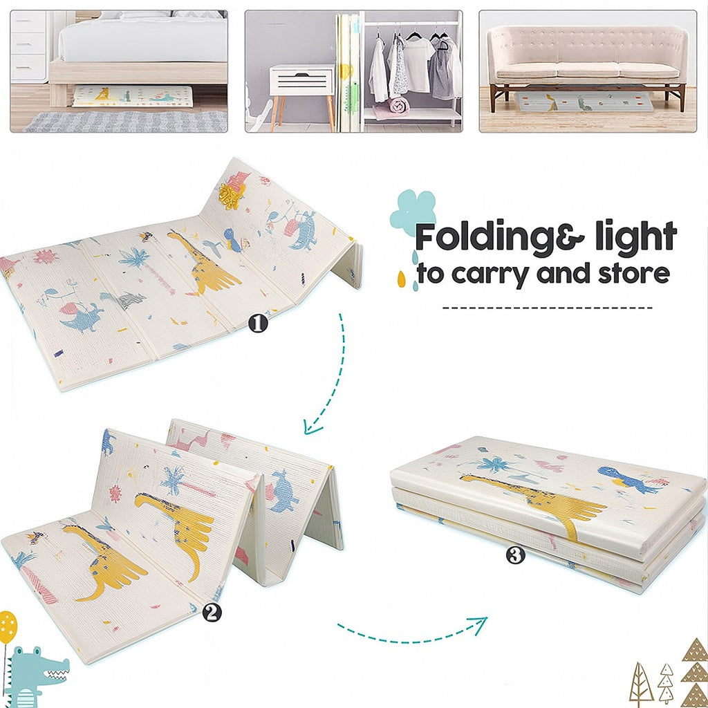 Tapis d'Éveil Réversible - Tapis de Jeux Bébé Sécurisé - Léger et Pliable - Facile à Plier, Ranger et Transporter - avec Un Design Amusant - 200x150x1cm -